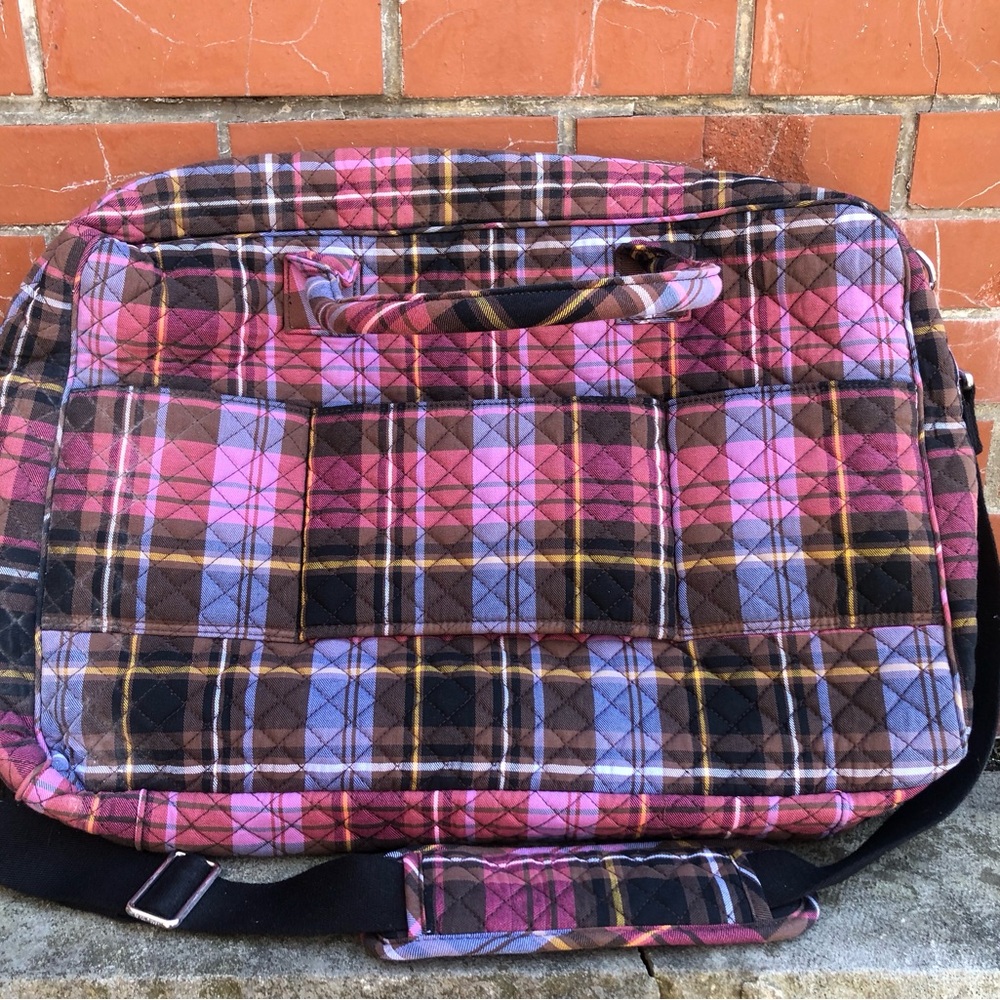 Vera Bradley Pink Plaid Quilted Flat  Overnight Bag - Picture 2 of 6